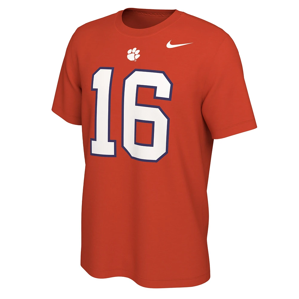 T-shirt avec nom et numéro des anciens élèves Clemson Tigers Nike Trevor Lawrence pour homme