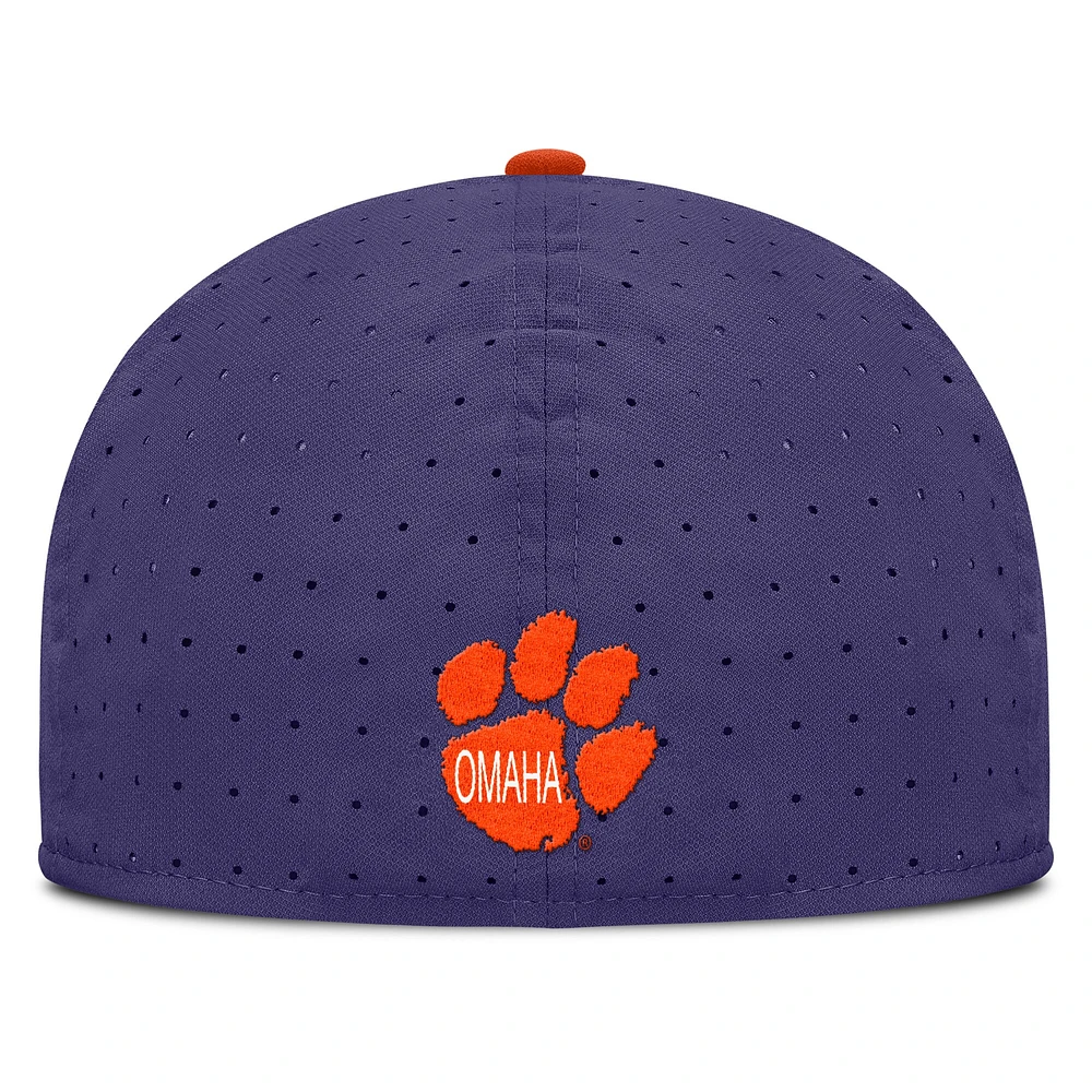Casquette ajustée Nike True Performance On-Field Dugout pour homme Clemson Tigers blanc/violet
