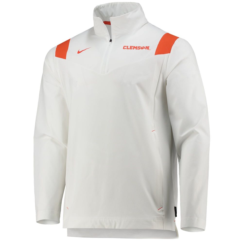 Men's Nike White Clemson Tigers 2021 Team Coach Quarter-Zip Jacket