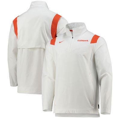 Men's Nike White Clemson Tigers 2021 Team Coach Quarter-Zip Jacket