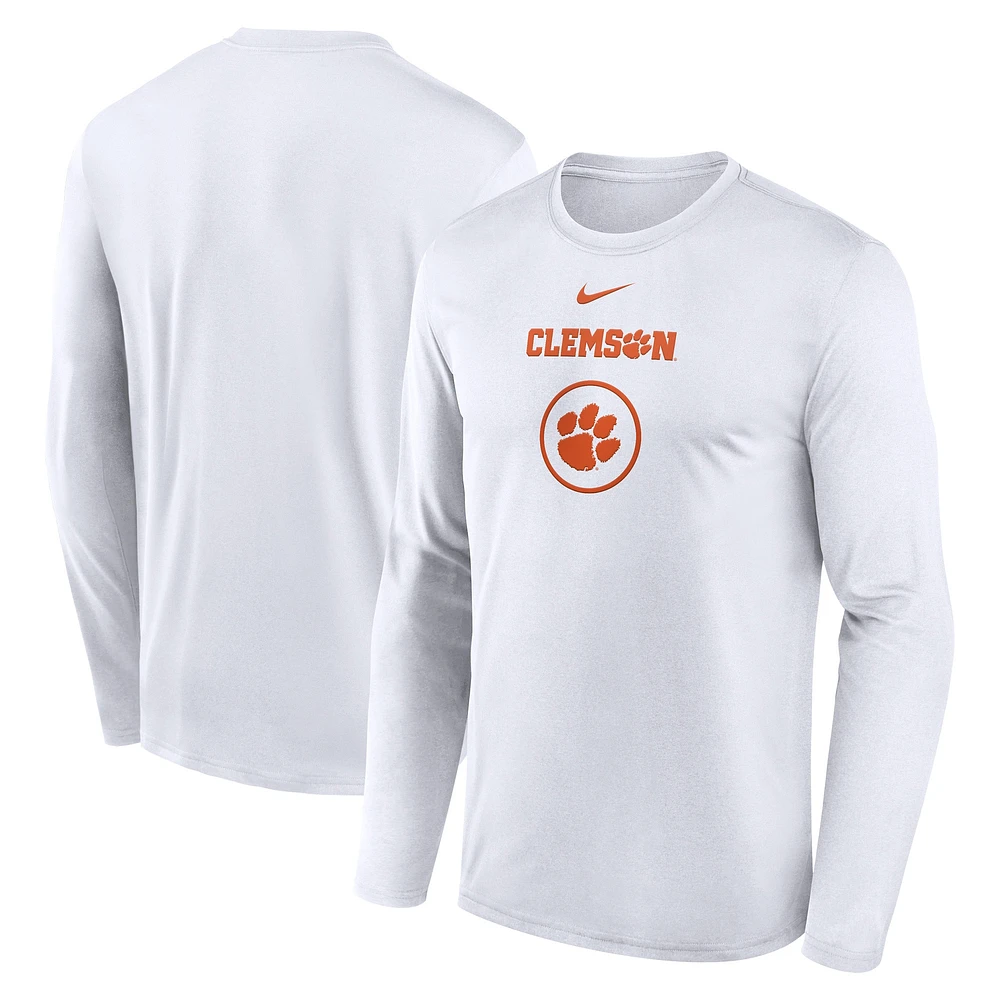 T-shirt à manches longues Nike Clemson Tigers 2024 On-Court Basketball Practice Legend Performance pour homme