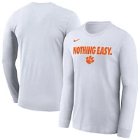 Men's Nike White Clemson Tigers 2025 On-Court Bench Long Sleeve T-Shirt
