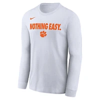 Men's Nike White Clemson Tigers 2025 On-Court Bench Long Sleeve T-Shirt