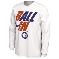 Men's Nike White Clemson Tigers Ball Bench Long Sleeve T-Shirt