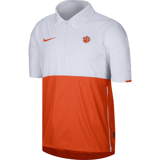 Veste à enfiler demi-zip Nike Clemson Tigers Coaches pour homme blanche