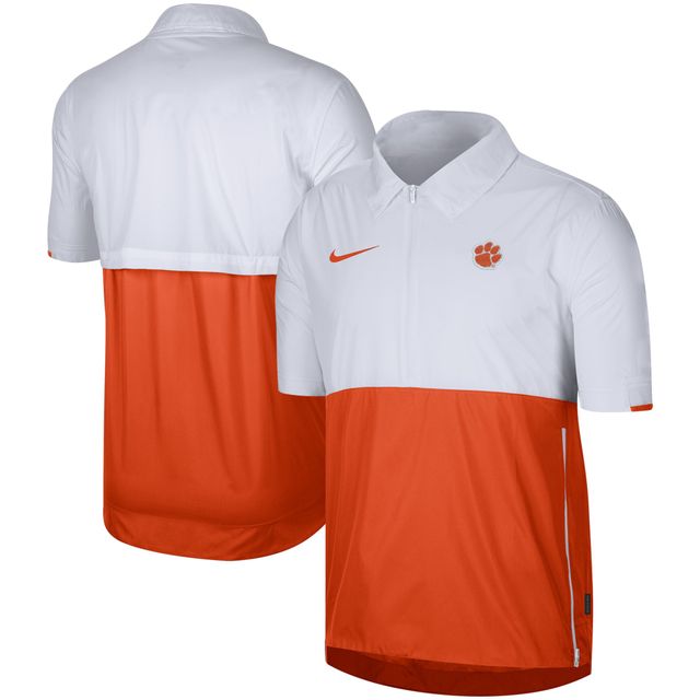 Veste à enfiler demi-zip Nike Clemson Tigers Coaches pour homme blanche