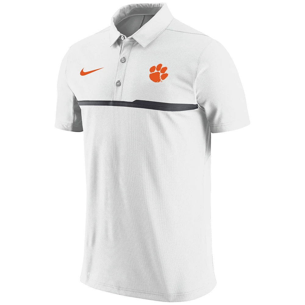 Polo Nike Performance Clemson Tigers Coaches pour homme - Blanc