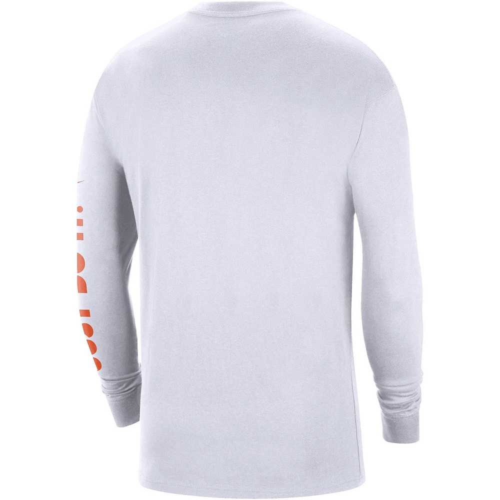 Men's Nike White Clemson Tigers Heritage Max 90 Long Sleeve T-Shirt