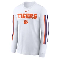 T-shirt à manches longues Nike pour homme avec slogan Local Spirit des Clemson Tigers blanc