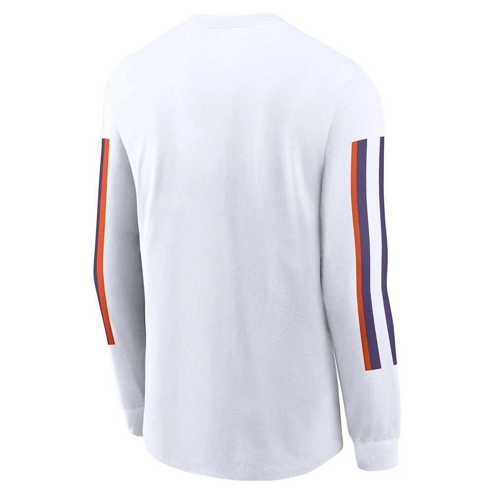 Men's Nike White Clemson Tigers Local Spirit Slogan Long Sleeve T-Shirt