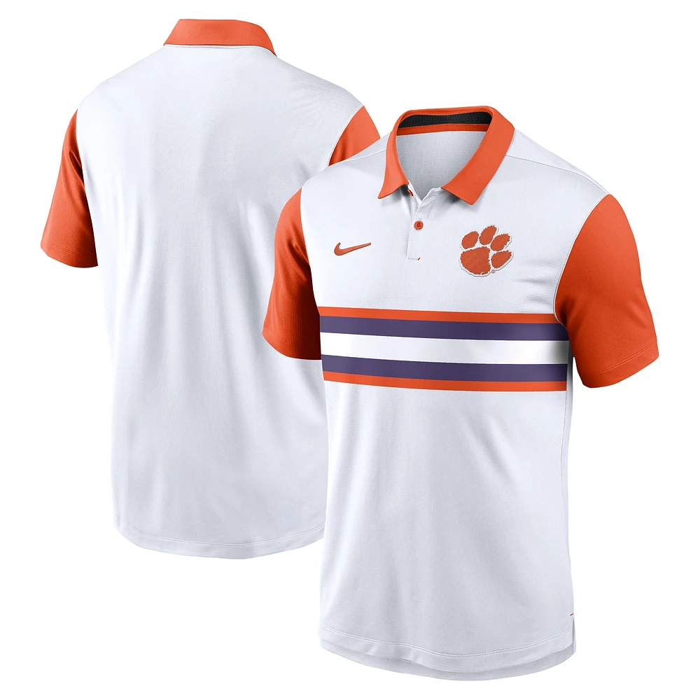 Men's Nike White Clemson Tigers Primetime Campus Vapor Performance Polo