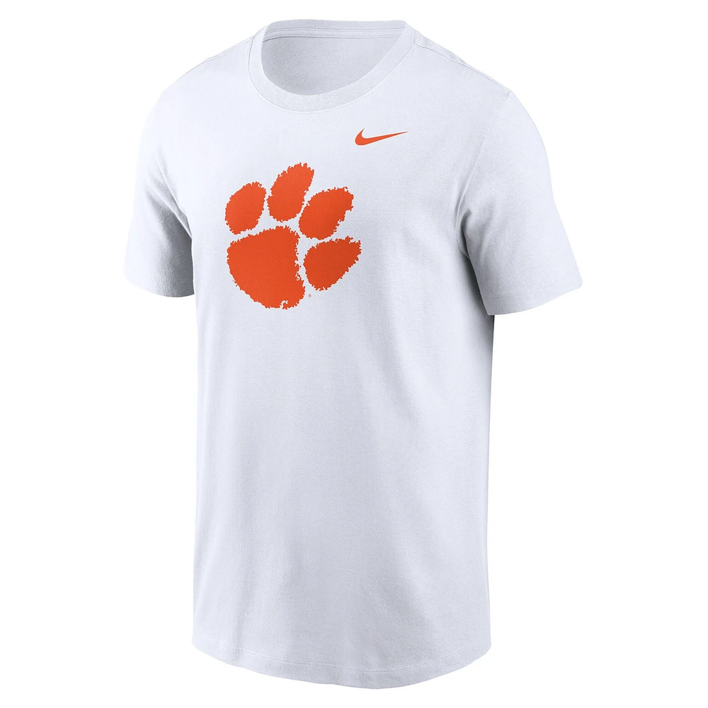 T-shirt Nike blanc avec logo Clemson Tigers Primetime Evergreen pour homme