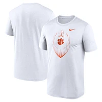 T-shirt Nike Performance Icon Clemson Tigers Primetime Legend pour homme, blanc