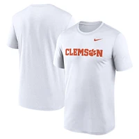 T-shirt Nike blanc pour homme avec logo Primetime Legend des Clemson Tigers