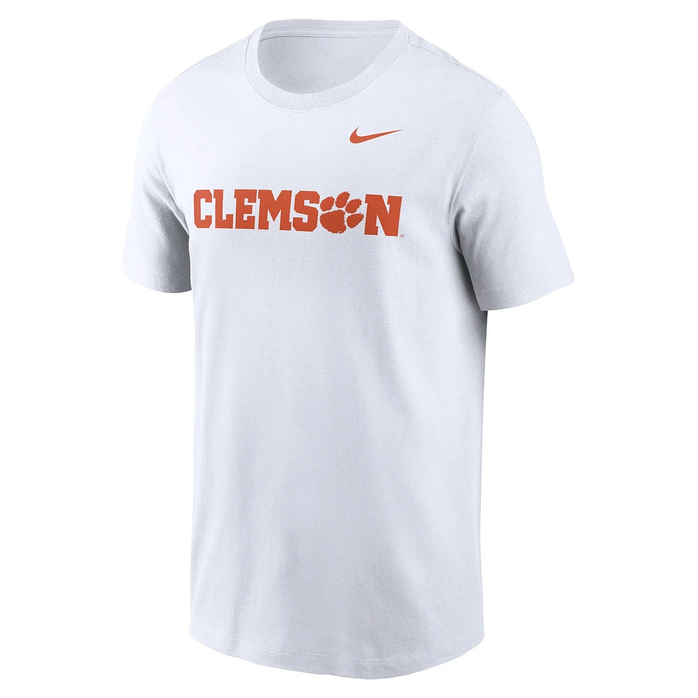 T-shirt Nike blanc Clemson Tigers Primetime Wordmark pour homme