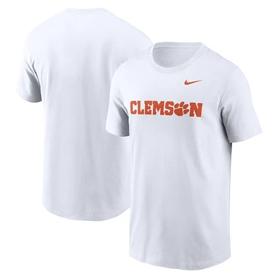 T-shirt Nike blanc Clemson Tigers Primetime Wordmark pour homme