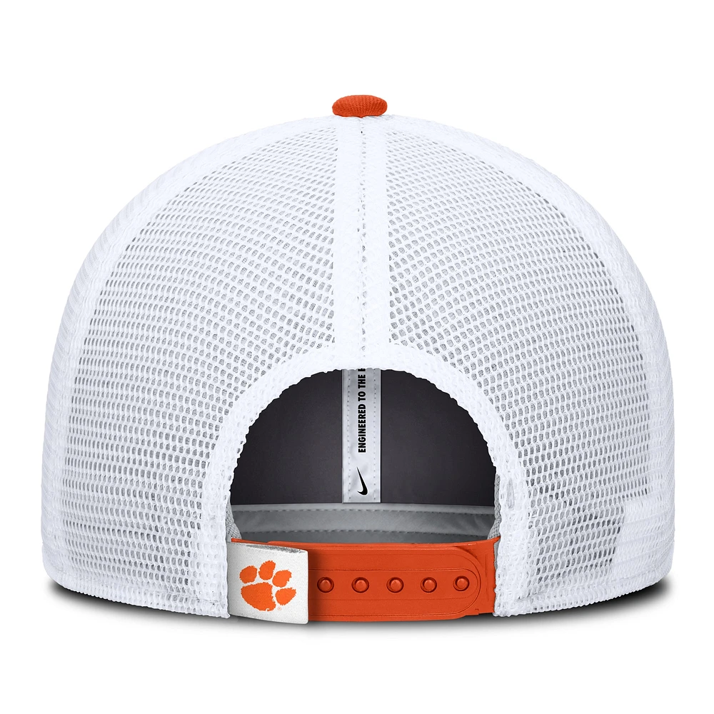 Casquette de camionneur ajustable Nike blanche Clemson Tigers Rise pour homme