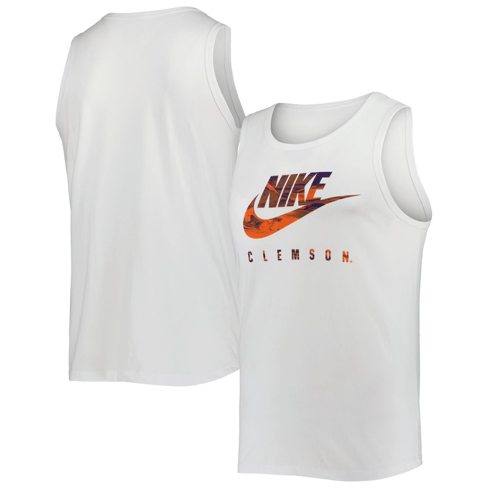 Men's Nike White Clemson Tigers Spring Break Futura Performance Tank Top