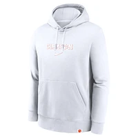 Men's Nike White Clemson Tigers Statement Wordmark Lockup Pullover Hoodie