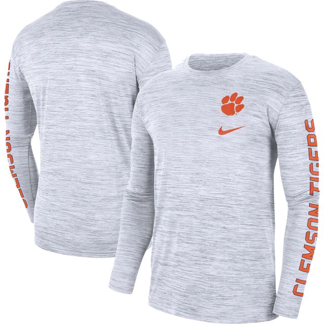 T-shirt à manches longues Nike Clemson Tigers Velocity Legend Team Performance pour homme - Blanc