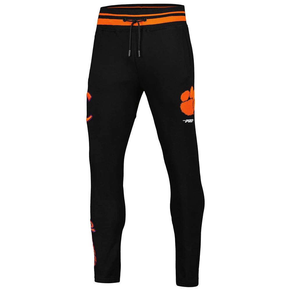 Pantalon de survêtement en polaire Pro Standard noir Clemson Tigers Script Tail pour hommes