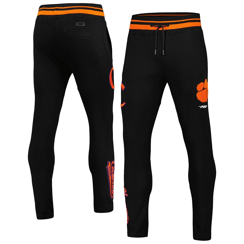 Pantalon de survêtement en polaire Pro Standard noir Clemson Tigers Script Tail pour hommes