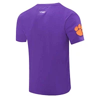 T-shirt à logo empilé classique Clemson Tigers Pro Standard violet pour homme