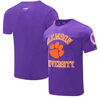 T-shirt à logo empilé classique Clemson Tigers Pro Standard violet pour homme