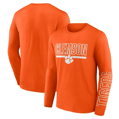 T-shirt à manches longues pour hommes Profile Orange Clemson Tigers Big & Tall Two-Hit Graphic