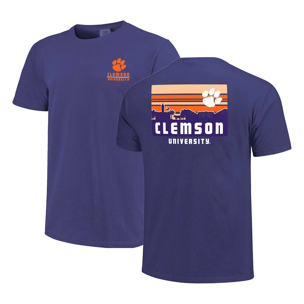 T-shirt rayé violet pour homme Clemson Tigers Campus Skyline