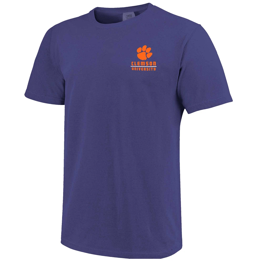 T-shirt rayé violet pour homme Clemson Tigers Campus Skyline