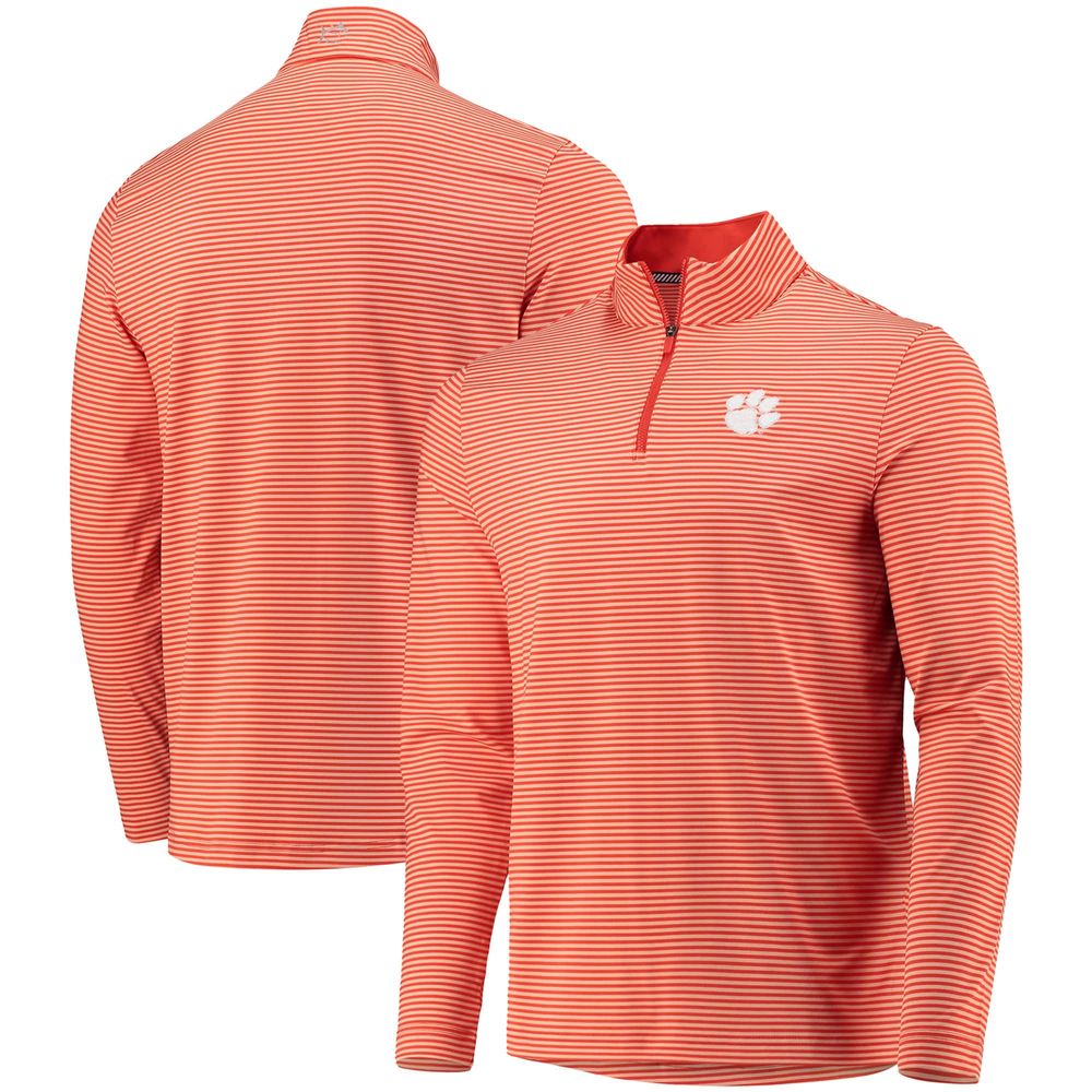 Men's Southern Tide Orange Clemson Tigers Striped Quarter-Zip Jacket