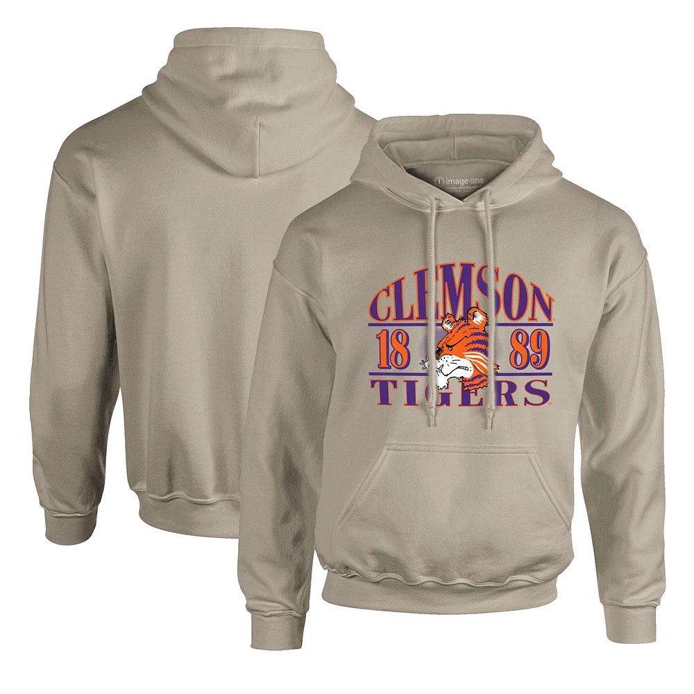 Men's  Tan Clemson Tigers Upper Arch Letters Pullover Hoodie