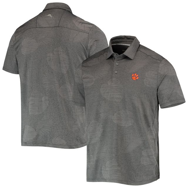 Polo Tommy Bahama Charcoal Clemson Tigers Palm Coast Delray Frond IslandZone pour homme