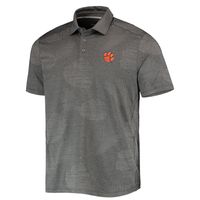 Men's Tommy Bahama Charcoal Clemson Tigers Palm Coast Delray Frond IslandZone Allover Print Polo