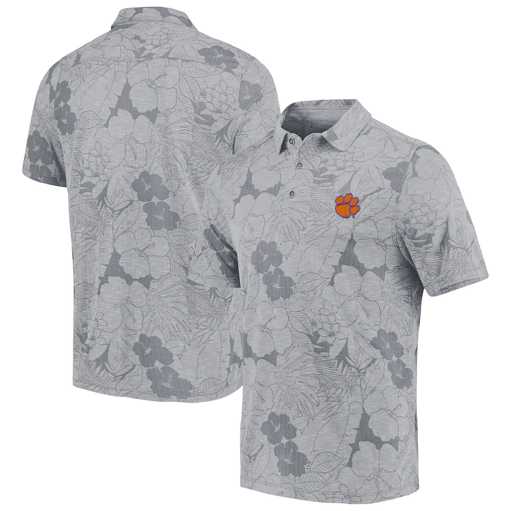 Men's Tommy Bahama Gray Clemson Tigers Miramar Blooms Polo