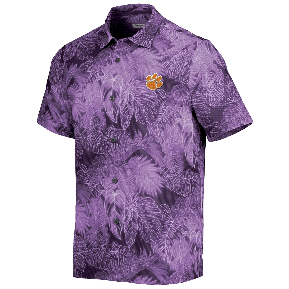 Men's Tommy Bahama Purple Clemson Tigers Coast Luminescent Fronds Camp Button-Up Shirt