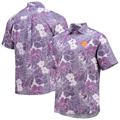 Clemson Tigers Tommy Bahama Coconut Point Playa Flora IslandZone Button-Up Shirt - Purple