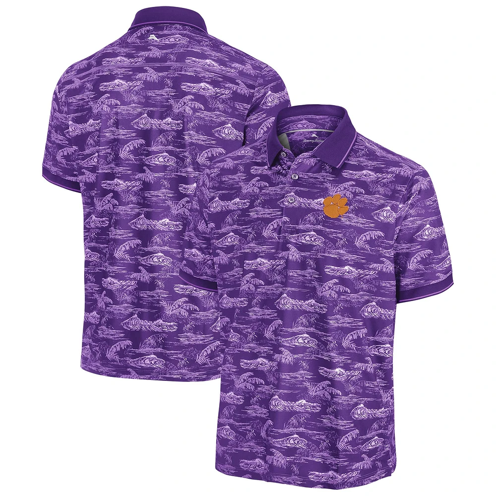 Polo Tommy Bahama violet pour homme Clemson Tigers Sport Bay View