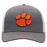 Casquette ajustable Top of the World grise/blanche pour homme Clemson Tigers Victory Baseline Trucker