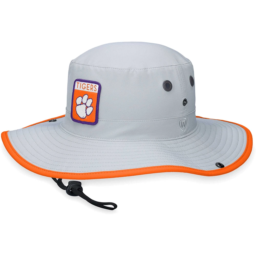 Chapeau seau Steady Top of the World gris pour homme des Clemson Tigers