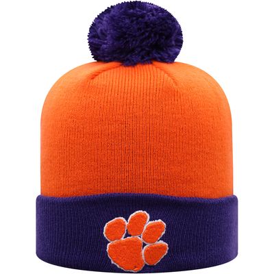 Men's Top of the World Orange/Purple Clemson Tigers Core 2-Tone Cuffed Knit Hat with Pom