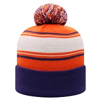 Bonnet en tricot orange à revers avec pompon Clemson Tigers pour homme Top of the World