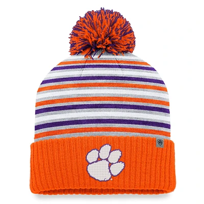 Men's Top of the World  Orange Clemson Tigers Dash Cuffed Knit Hat with Pom