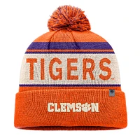Bonnet tricoté à revers orange Top of the World pour homme avec pompon Clemson Tigers