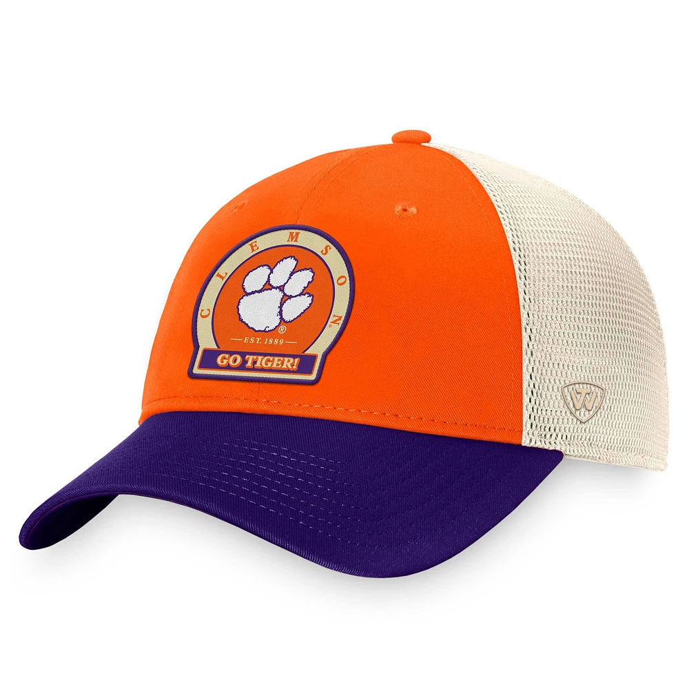 Casquette ajustable raffinée Top of the World Orange Clemson Tigers pour hommes