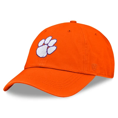 Casquette ajustable délavée avec logo de l'équipe des Clemson Tigers Orange Top of the World pour homme