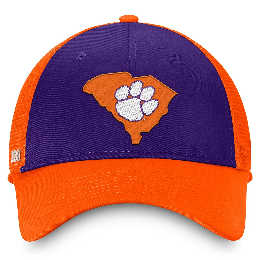 Casquette ajustable pour homme Top of the World Clemson Tigers Origin violet/orange