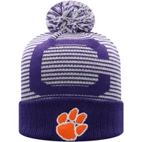 Bonnet en tricot à revers pour hommes Top of the World Clemson Tigers Line Up avec pompon