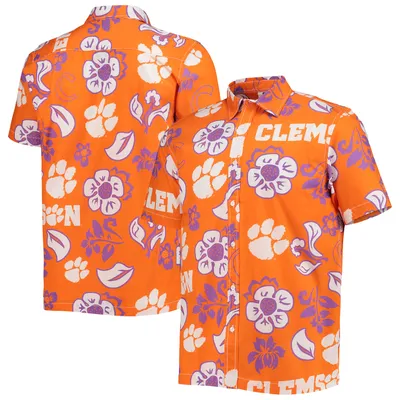 Clemson Tigers Wes & Willy Floral Button-Up Shirt - Orange